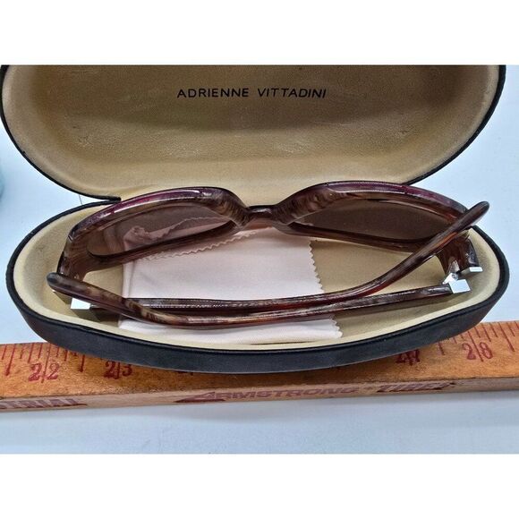 VTG Adrienne Vittadini Womens Sunglasses W/ Case, Cleaning Cloth Purplish Brown - Picture 2 of 7
